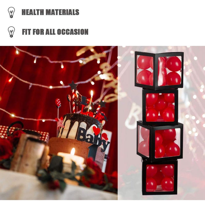 Aimto Clear Balloon Boxes for Party Decorations - Black - 4pcs - Image 2